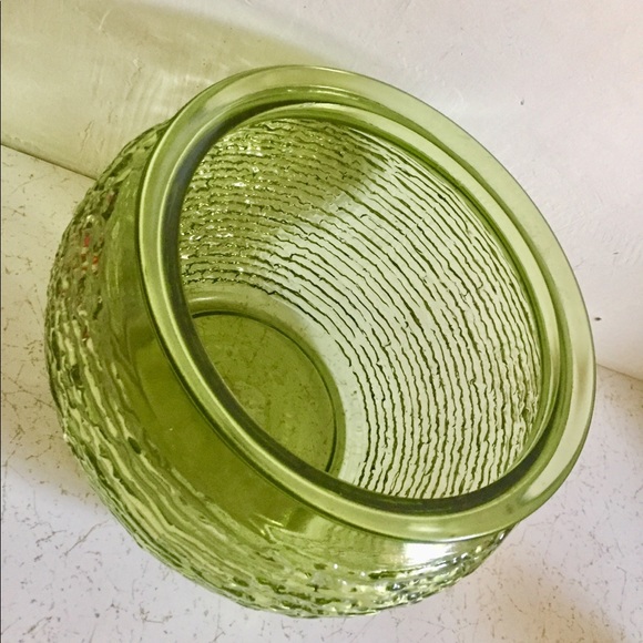 Mid Century Avocado Green Stippled Vase Rose Bowl - Picture 6 of 15